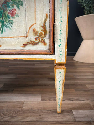 Pair of Italian Neoclassical Style Hand Painted Night Stands Cabinets, c.1950’s