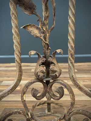 Italian Baroque Style Wrought Iron & Gilt Metal Plant Stand