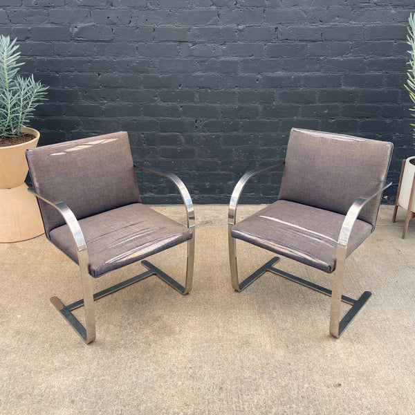 Pair of Vintage Mid-Century Modern Knoll Stainless Steel Chairs