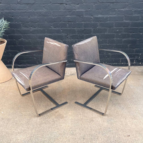 Pair of Vintage Mid-Century Modern Knoll Stainless Steel Chairs