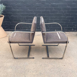 Pair of Vintage Mid-Century Modern Knoll Stainless Steel Chairs