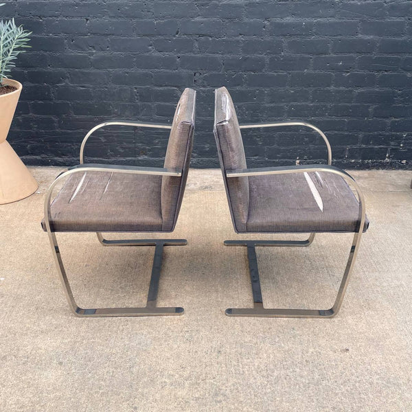 Pair of Vintage Mid-Century Modern Knoll Stainless Steel Chairs