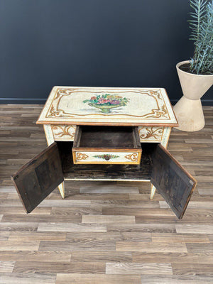 Pair of Italian Neoclassical Style Hand Painted Night Stands Cabinets, c.1950’s