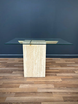 Mid-Century Modern Travertine Stone & Brass Side Table by Artedi, c.1970’s