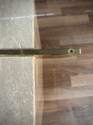 Mid-Century Modern Travertine Stone & Brass Side Table by Artedi, c.1970’s