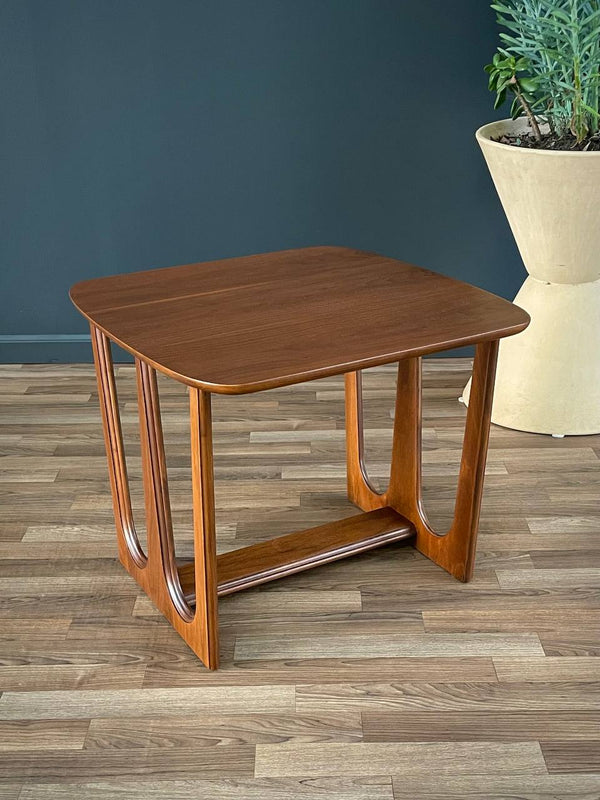 Mid-Century Modern Sculpted Walnut Side Table by Bassett, c.1960’s