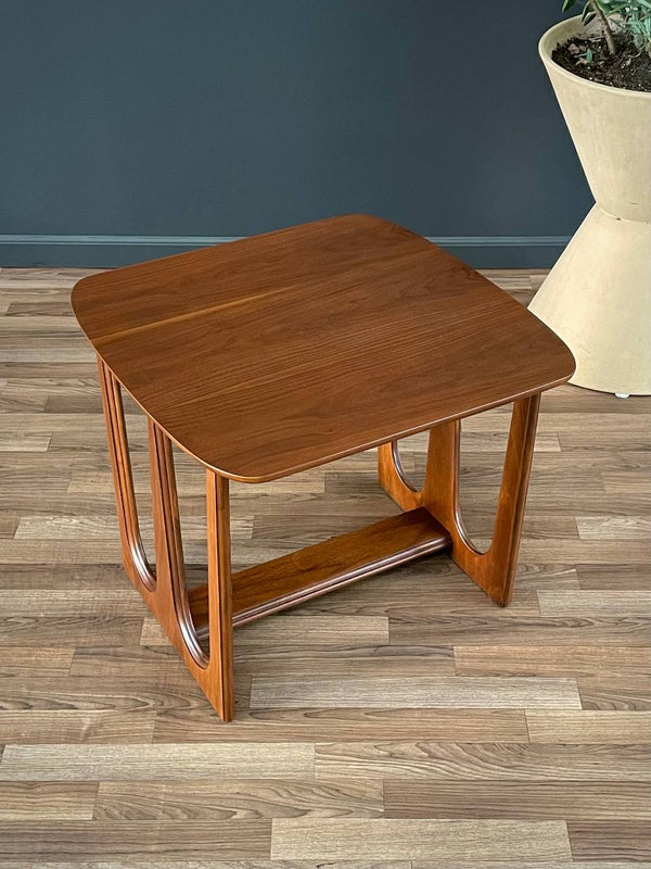 Mid-Century Modern Sculpted Walnut Side Table by Bassett, c.1960’s