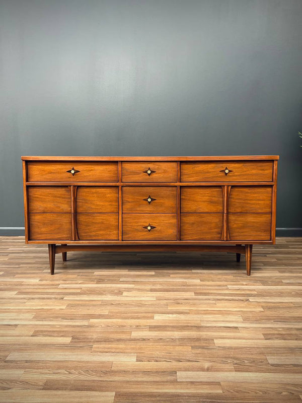 Mid-Century Modern Sculpted Walnut Dresser by Bassett Furniture, c.1960’s