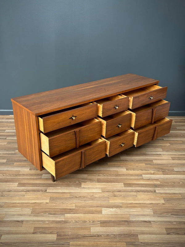 Mid-Century Modern Sculpted Walnut Dresser by Bassett Furniture, c.1960’s