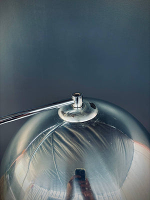 Large Mid-Century Modern Chrome Arc Base with Iron Base, c.1970’s