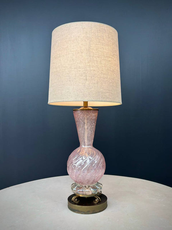 Pair of Mid-Century Modern Pink Murano Table Lamps by Barovier & Toso, c.1960’s