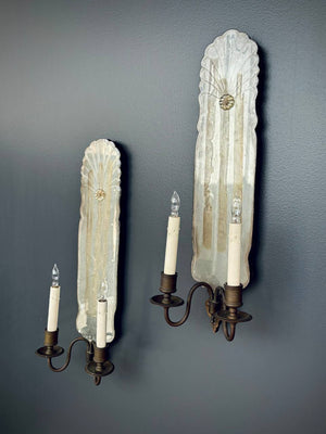 Pair of 1920’s Art Deco Mirrored Bronze Sconces