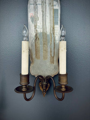 Pair of 1920’s Art Deco Mirrored Bronze Sconces