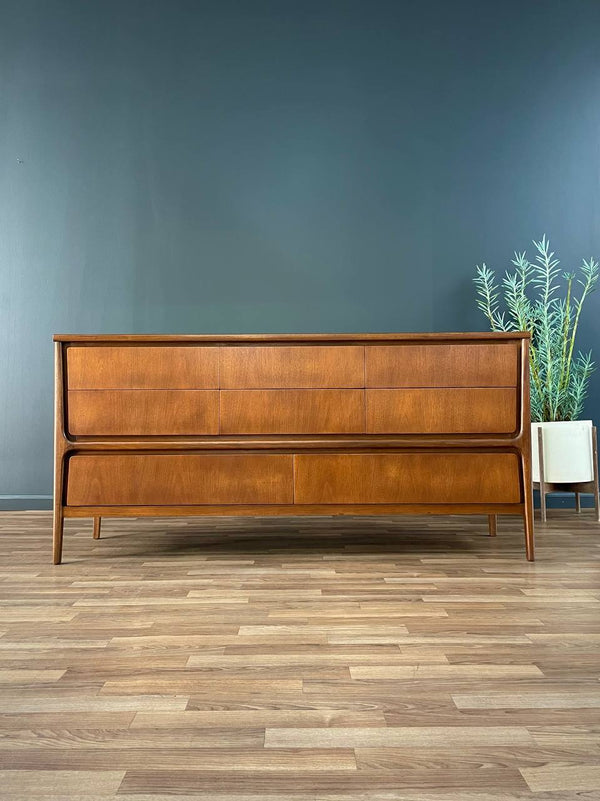 Mid-Century Modern Sculpted Walnut 8-Drawer Dresser, c.1950’s