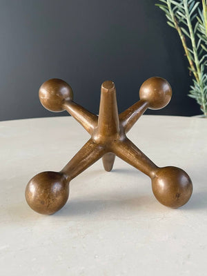 Pair of Mid-Century Patinated Brass Jax Bookends