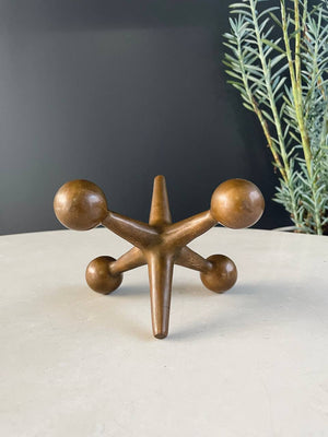 Pair of Mid-Century Patinated Brass Jax Bookends