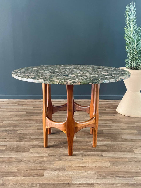 Mid-Century Modern Marble Stone & Walnut Dining Table, c.1950’s