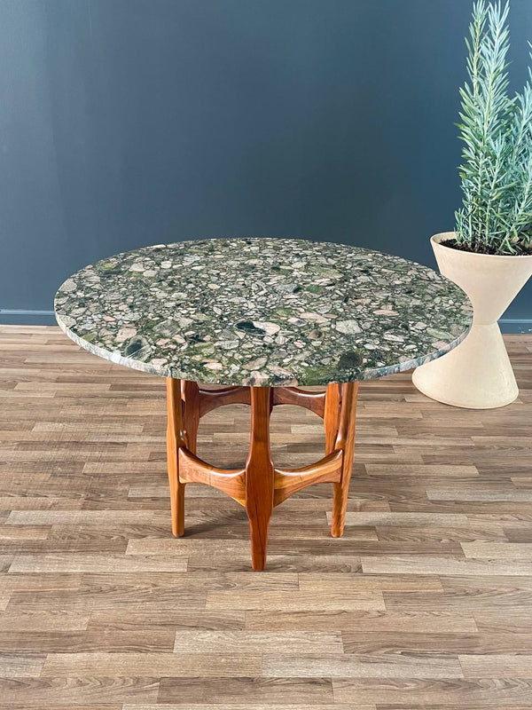 Mid-Century Modern Marble Stone & Walnut Dining Table, c.1950’s