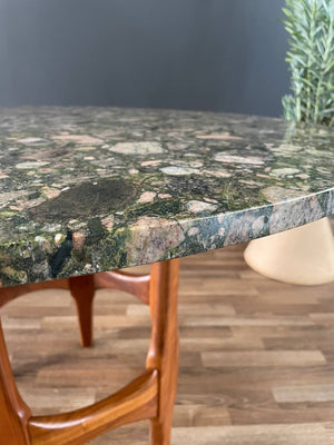 Mid-Century Modern Marble Stone & Walnut Dining Table, c.1950’s