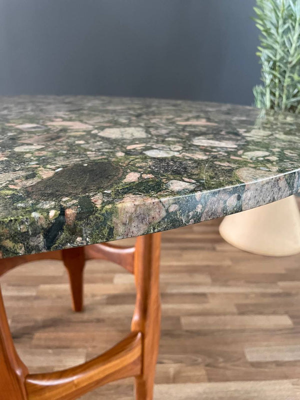 Mid-Century Modern Marble Stone & Walnut Dining Table, c.1950’s