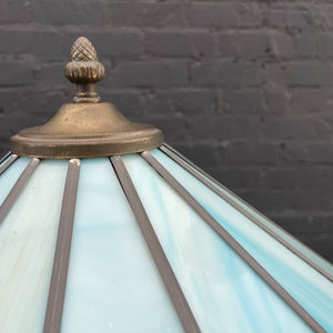 Vintage Art Deco Style Brass Table Lamp with Tiffany Style Shade, c.1940’s