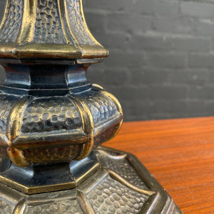 Vintage Art Deco Style Brass Table Lamp with Tiffany Style Shade, c.1940’s