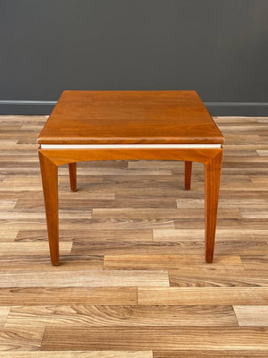 Mid-Century Modern Walnut Side Table with White Accent, c.1960’s