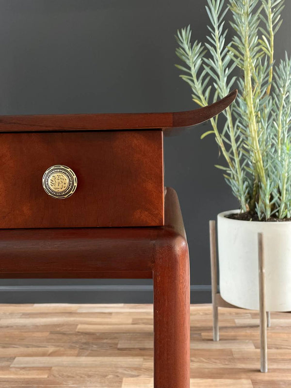 Mid-Century Modern Asian-Style Walnut Console Table with Drawers, c.1960’s