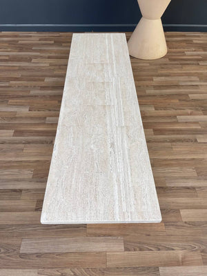 Mid-Century Modern Travertine Stone Top & Walnut Coffee Table , c.1950’s