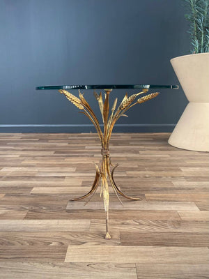 Vintage Italian Sheaf of Wheat Side Table with Glass Top, c.1960’s