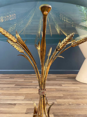 Vintage Italian Sheaf of Wheat Side Table with Glass Top, c.1960’s