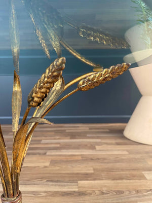 Vintage Italian Sheaf of Wheat Side Table with Glass Top, c.1960’s