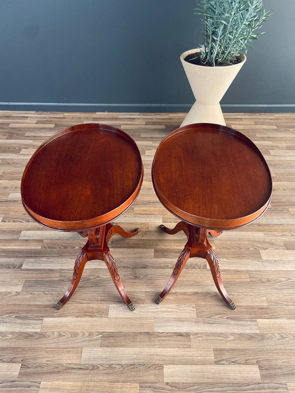 Pair of Antique Mahogany Neoclassical Side Tables With Lyre Bases, c.1950’s