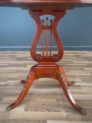 Pair of Antique Mahogany Neoclassical Side Tables With Lyre Bases, c.1950’s