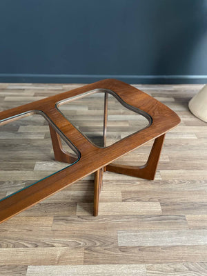 Mid-Century Modern Sculpted Walnut Coffee Table with Glass Top by Bassett Furniture, c.1960’s