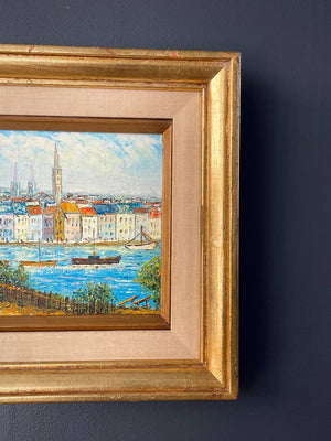 Vintage Mediterranean Port Painting by David Crespi