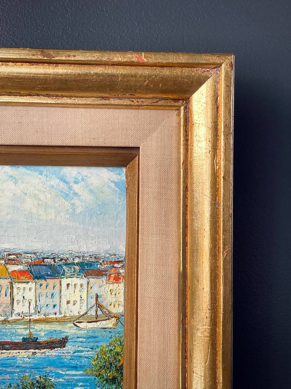 Vintage Mediterranean Port Painting by David Crespi