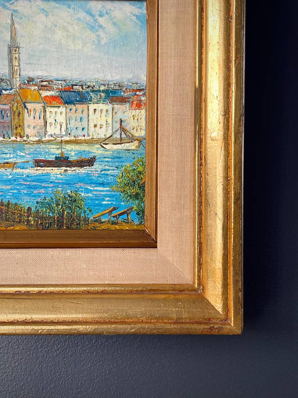 Vintage Mediterranean Port Painting by David Crespi