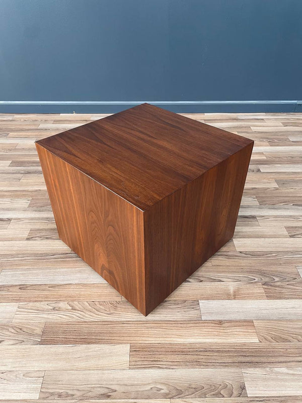 Pair of Mid-Century Modern Walnut Pedestal Cube Side Tables, c.1950’s