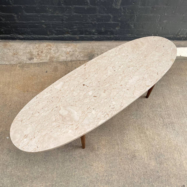 Mid-Century Modern Surfboard Style Stone Marble Coffee Table, c.1960’s