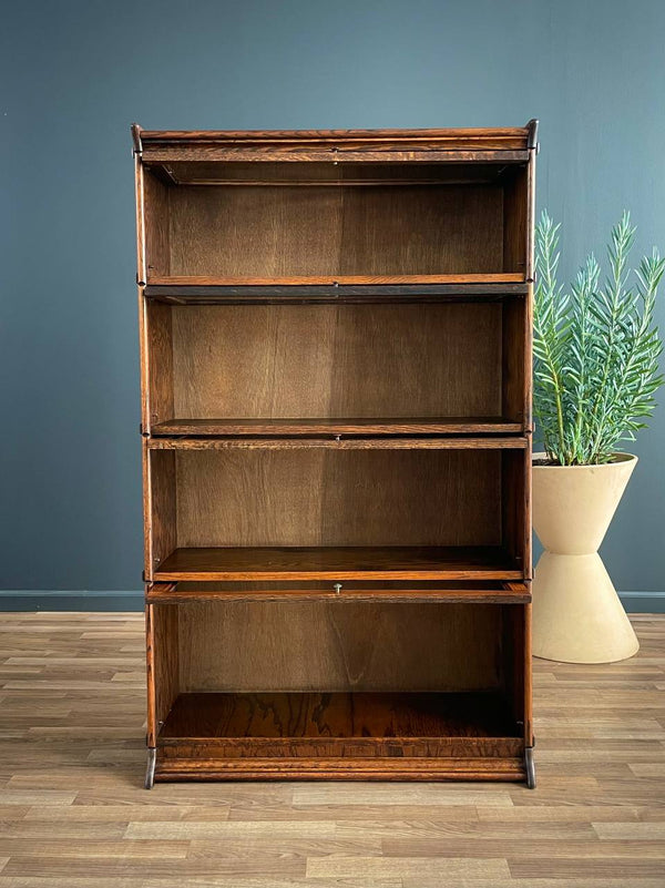 Vintage Barristers Oak & Glass 4-Tier Bookcase Shelf Cabinet, c.1960’s