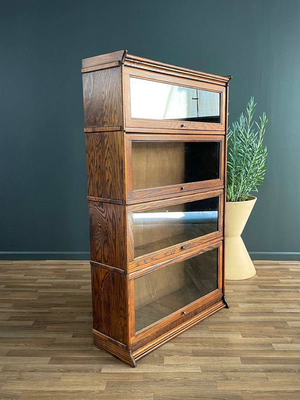 Vintage Barristers Oak & Glass 4-Tier Bookcase Shelf Cabinet, c.1960’s