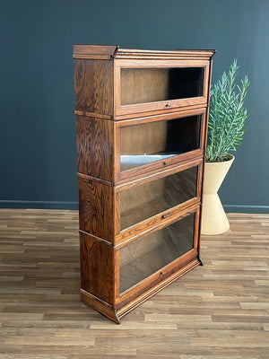 Vintage Barristers Oak & Glass 4-Tier Bookcase Shelf Cabinet, c.1960’s