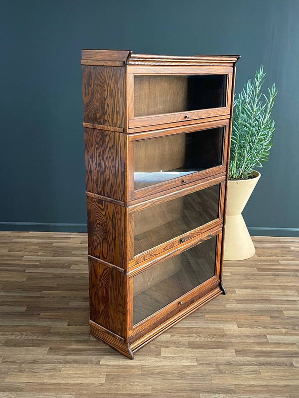 Vintage Barristers Oak & Glass 4-Tier Bookcase Shelf Cabinet, c.1960’s