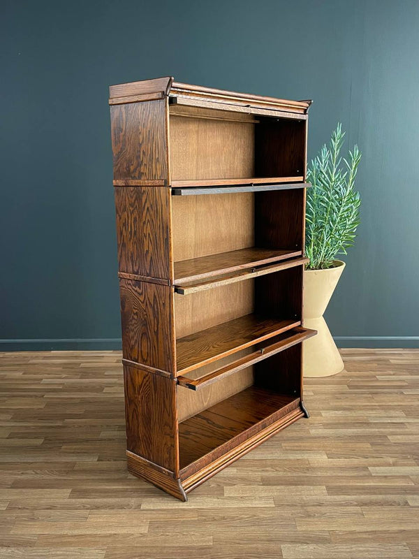 Vintage Barristers Oak & Glass 4-Tier Bookcase Shelf Cabinet, c.1960’s