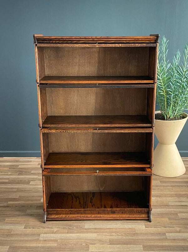 Vintage Barristers Oak & Glass 4-Tier Bookcase Shelf Cabinet, c.1960’s