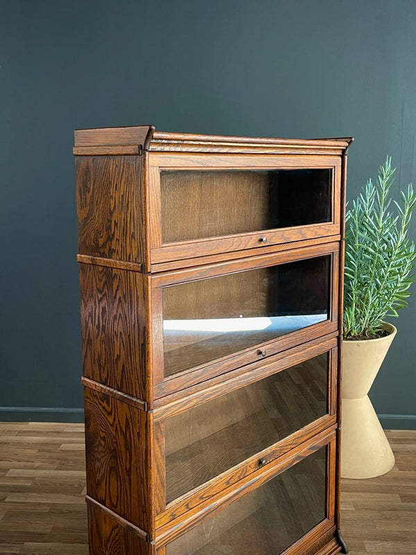 Vintage Barristers Oak & Glass 4-Tier Bookcase Shelf Cabinet, c.1960’s