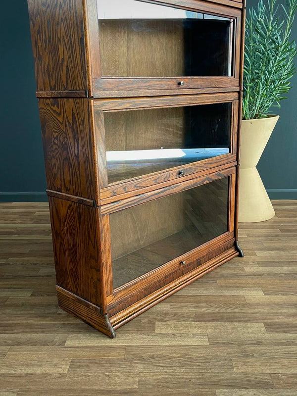 Vintage Barristers Oak & Glass 4-Tier Bookcase Shelf Cabinet, c.1960’s