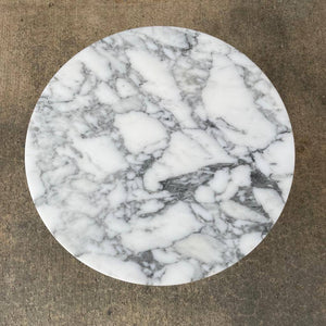 Mid-Century Modern Walnut & Marble Stone Side Table