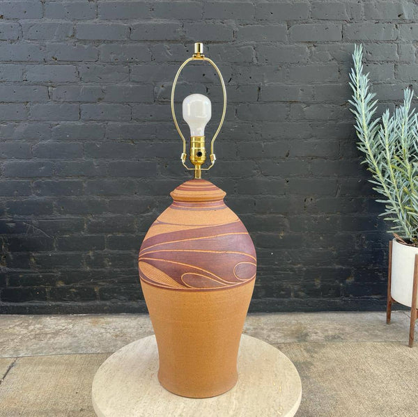 Vintage Ceramic Terracota Table Lamp signed by Wilson, c.1984